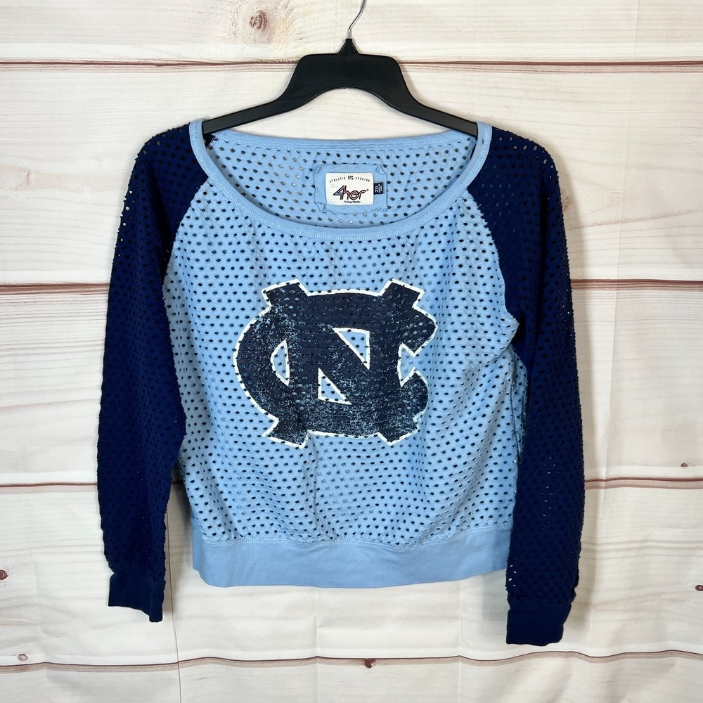 4her Carl Banks Top Womens XXL Blue North Carolina Tar Heels T-Shirt Open Knit